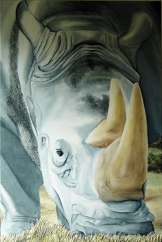 Œuvre contemporaine nommée « Rhino », Réalisée par LE SINGE BLEU - PH. LUCAS