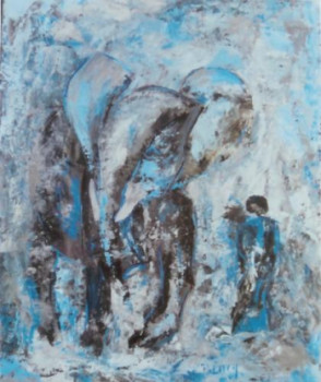 Œuvre contemporaine nommée « L'ELEPHANT ET LA FEMME », Réalisée par YASMINE BLOCH
