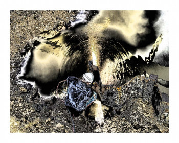 Œuvre contemporaine nommée « Le feu pile sous le pont », Réalisée par AOSTEN, ARTISTE PORTUAIRE