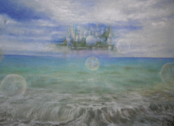 Œuvre contemporaine nommée « Apparition de la ville sur la mer », Réalisée par JEANNINE LIBON
