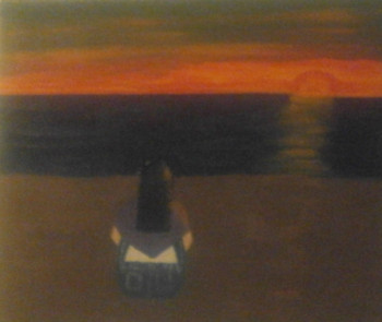 Œuvre contemporaine nommée « la nuit sur la plage », Réalisée par CATHERINE NICOLAS