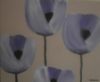 Œuvre contemporaine nommée « les tulipes mauves », Réalisée par CATHERINE NICOLAS