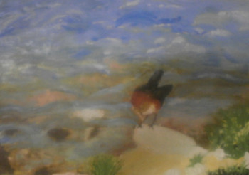 Œuvre contemporaine nommée « l'oiseau au bord de l'eau », Réalisée par CATHERINE NICOLAS