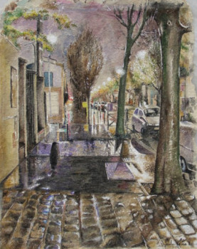 Œuvre contemporaine nommée « Nocturne, rue Berthoud, aval, St Ouen », Réalisée par JEAN-LUC CELCE