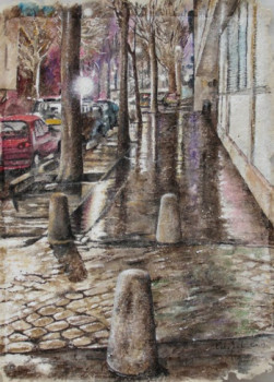 Œuvre contemporaine nommée « Nocturne, rue Berthoud, amont, St Ouen », Réalisée par JEAN-LUC CELCE