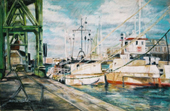 Œuvre contemporaine nommée « Dans le port... », Réalisée par CORINNE QUIBEL