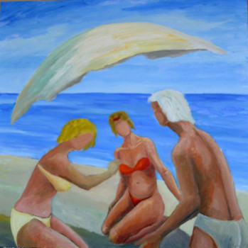 Œuvre contemporaine nommée « Sous le parasol », Réalisée par PHILIPPE LE MONIES DE SAGAZAN