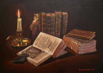 Œuvre contemporaine nommée « Livres anciens à la chouette », Réalisée par BERNARD DUPIN