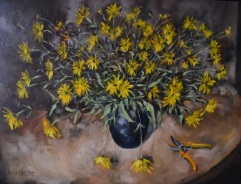 Œuvre contemporaine nommée « Les fleurs jaunes », Réalisée par SYLVAIN RASPILAIRE