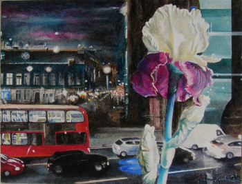 Œuvre contemporaine nommée « Londres fleur, nocturne », Réalisée par JEAN-LUC CELCE