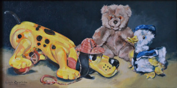 Œuvre contemporaine nommée « Jouets chien ours canard », Réalisée par SYLVAIN RASPILAIRE