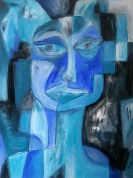 Œuvre contemporaine nommée « Homme en Bleu », Réalisée par LAURENT HOUZIER