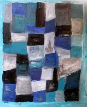 Œuvre contemporaine nommée « Composition en briques bleues », Réalisée par LAURENT HOUZIER
