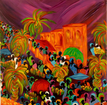 Œuvre contemporaine nommée « Le marché de la rue », Réalisée par NADODO