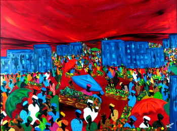 Œuvre contemporaine nommée « Le marché de la ville  », Réalisée par NADODO