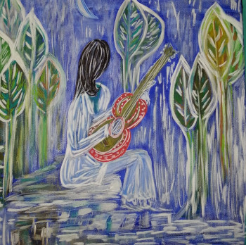 Œuvre contemporaine nommée « Sarah ma nièce artiste pleine de talent », Réalisée par FARIDA LOUNIS