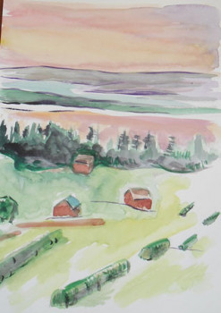 Œuvre contemporaine nommée « paysage norvégien 1 », Réalisée par MIREILLE BREGOU
