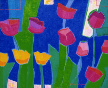 Œuvre contemporaine nommée « Les onze tulipes », Réalisée par FRANCE WAGNER