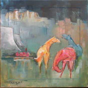 Œuvre contemporaine nommée « Les trois chevaux », Réalisée par THIERRY MERGET