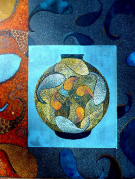 Œuvre contemporaine nommée « Le vase aux motifs (2) », Réalisée par SANCELME