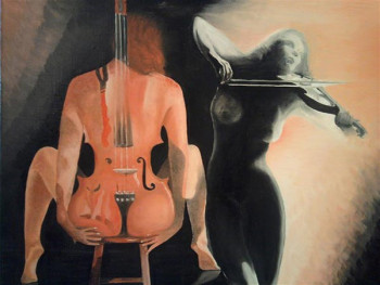 Œuvre contemporaine nommée « VIOLON NUS », Réalisée par MICHEL MORLOT