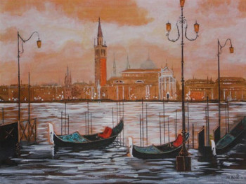 Œuvre contemporaine nommée « CREPUSCULE A VENISE », Réalisée par MICHEL MORLOT