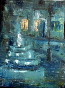 Œuvre contemporaine nommée « Fontaine sous la pluie », Réalisée par GUILLOU