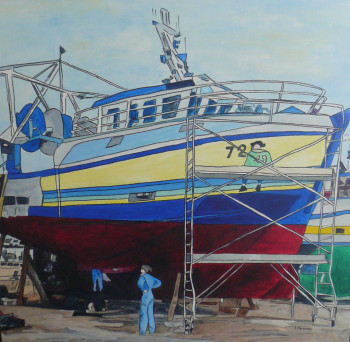 Œuvre contemporaine nommée « Bateau en rénovation », Réalisée par JOëL