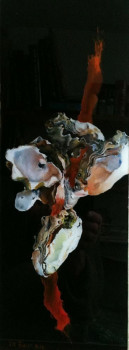 Œuvre contemporaine nommée « Les huîtres à Pors Gwenn, grappe sur fond noir », Réalisée par JEAN-MARIE BOULE