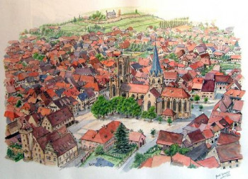 Œuvre contemporaine nommée « ROUFFACH Ville Médiévale », Réalisée par MARCEL HEMMERLé