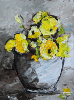 Œuvre contemporaine nommée « roses jaunes  », Réalisée par BOURILLON KAO