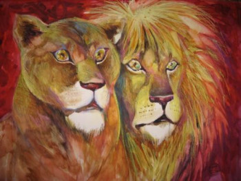 Œuvre contemporaine nommée « Lions », Réalisée par OXANA ZAIKA