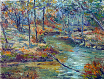 Œuvre contemporaine nommée « La rivière de Pont l'Abbé en automne », Réalisée par MICHEL HAMELIN