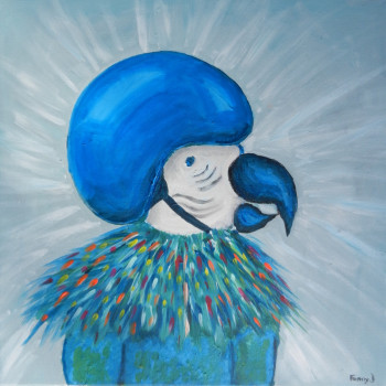 Œuvre contemporaine nommée « perroquet déjanté », Réalisée par DAUTHEVILLE