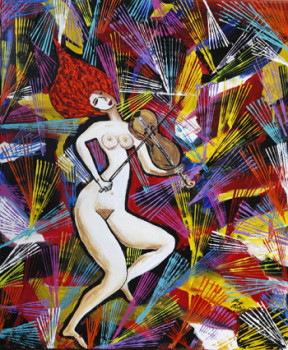 Œuvre contemporaine nommée « Woman playing violin », Réalisée par MAYA MALAGA