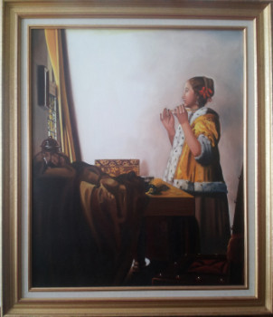 Œuvre contemporaine nommée « copie vermeer "jeune femme au collier " », Réalisée par ITSGOUDE