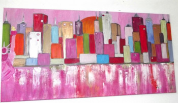 Œuvre contemporaine nommée « Pink spring in Manhattan (Printemps rose à Manhattan) », Réalisée par DELAD