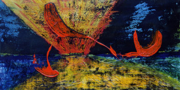 Œuvre contemporaine nommée « L'oiseau de feu », Réalisée par MICHELINE DE WITTE