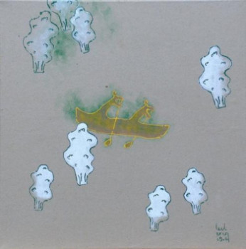 Œuvre contemporaine nommée « canot jaune », Réalisée par FRéDéRIC LECLERCQ