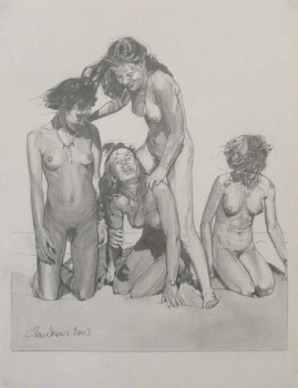 Œuvre contemporaine nommée « "4 Nues Plage", 2003, », Réalisée par POUCHOUS