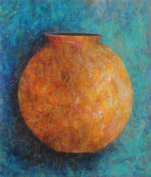 Œuvre contemporaine nommée « POTERIE ORANGEE », Réalisée par MIREILLE MAURY