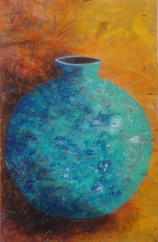 Œuvre contemporaine nommée « POTERIE BLEUE », Réalisée par MIREILLE MAURY