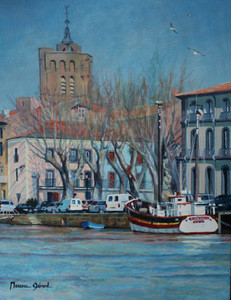 Œuvre contemporaine nommée « Agde "place de la marine en hiver" », Réalisée par MAXENCE GERARD