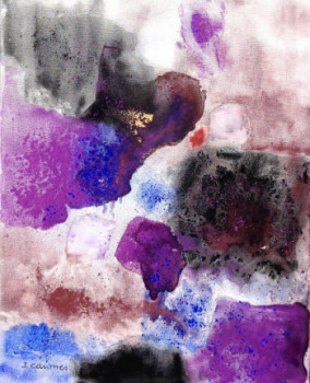 Œuvre contemporaine nommée « composition violette », Réalisée par J. CAUMES