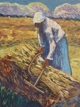Œuvre contemporaine nommée « Le ramassage du blé », Réalisée par MARICHALTON