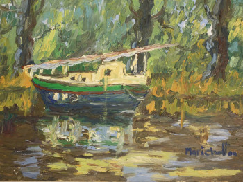 Œuvre contemporaine nommée « Barque au canal », Réalisée par MARICHALTON