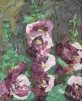 Œuvre contemporaine nommée « Les petites roses trémières », Réalisée par MARICHALTON