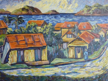 Œuvre contemporaine nommée « Village en Martinique », Réalisée par MARICHALTON