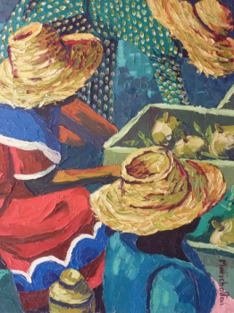 Œuvre contemporaine nommée « Marchandes aux chapeaux de pailles », Réalisée par MARICHALTON