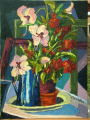 Œuvre contemporaine nommée « Nature morte aux hibiscus », Réalisée par MARICHALTON
